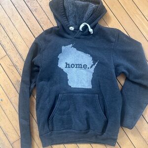 Home Wisconsin Graphic Hoodie - Black with Gray Print
